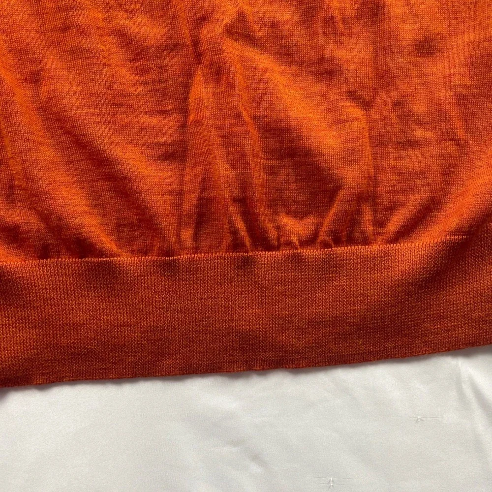 Polo Ralph Lauren Mens Orange Merino Wool V-Neck Sweater Custom Fit Medium